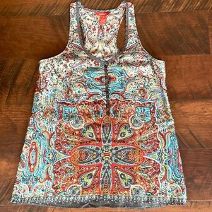 Sundance, Silk/cotton, patterned tank, size small